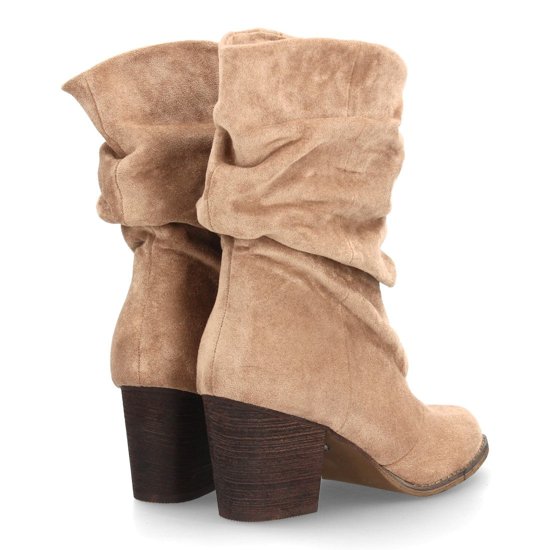 Botas de caña arrugada con tacón A-6026-Kaki