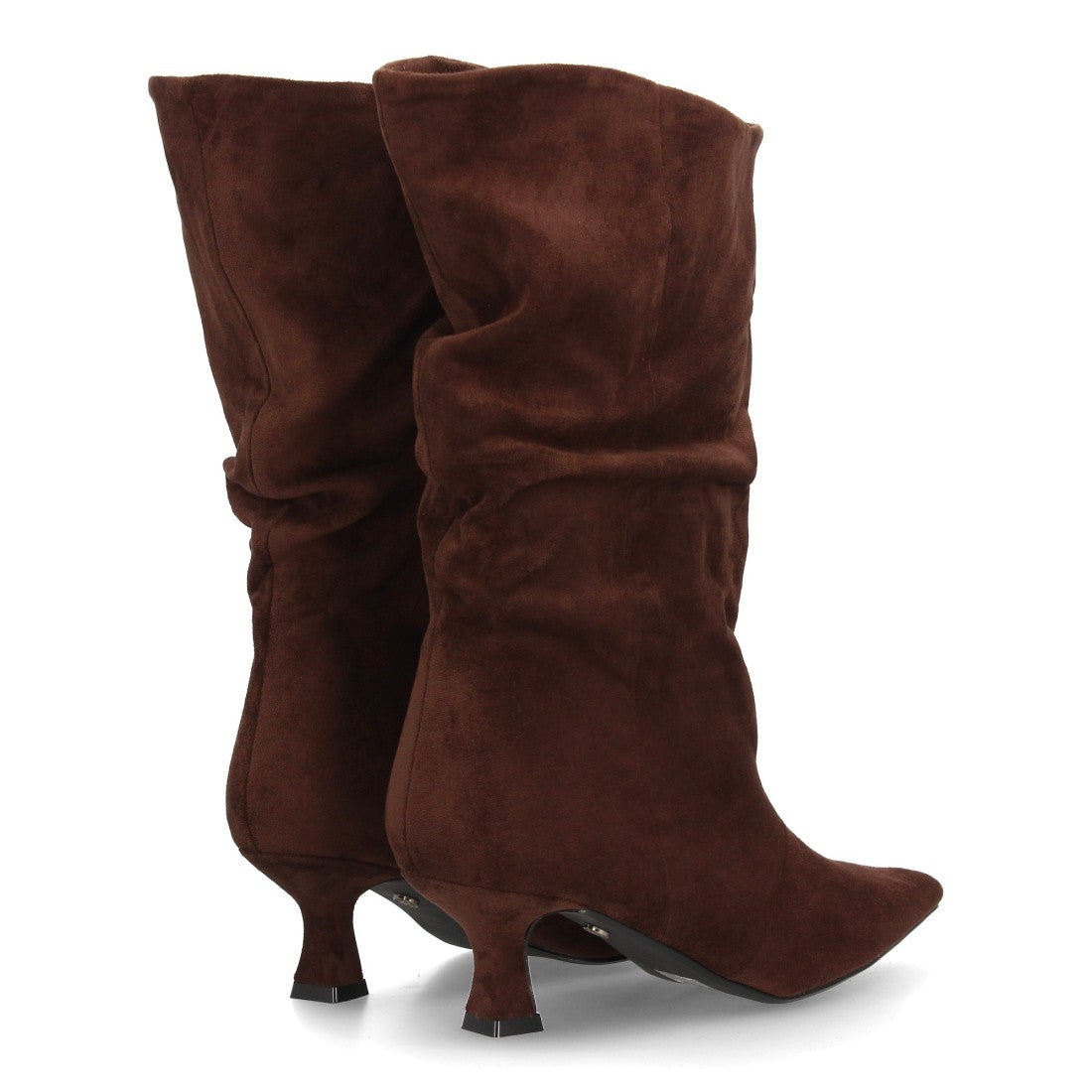 Botas de caña arrugada con tacón A-6027-Cafe