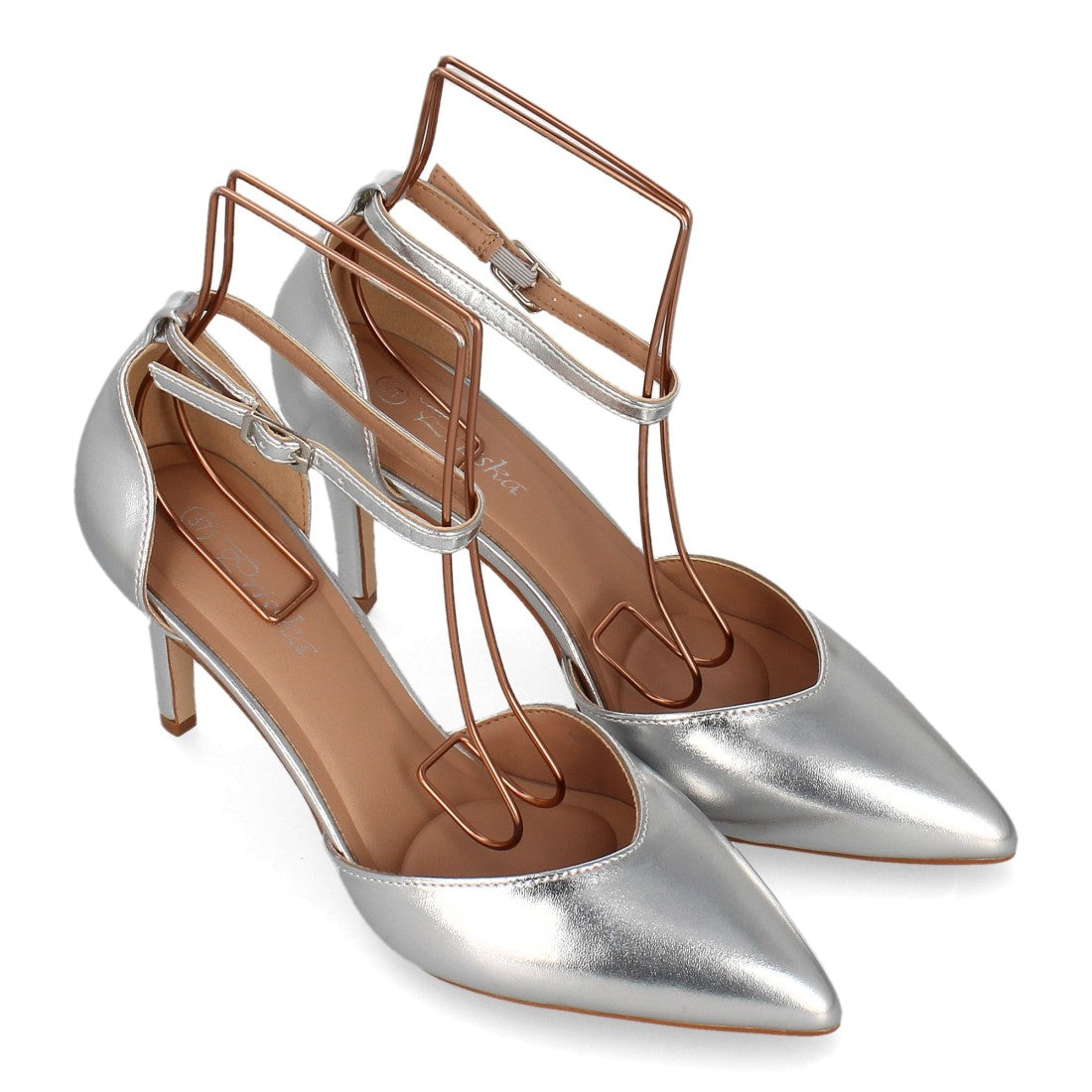 Zapatos de tacón fino para mujer HH1001-Plata