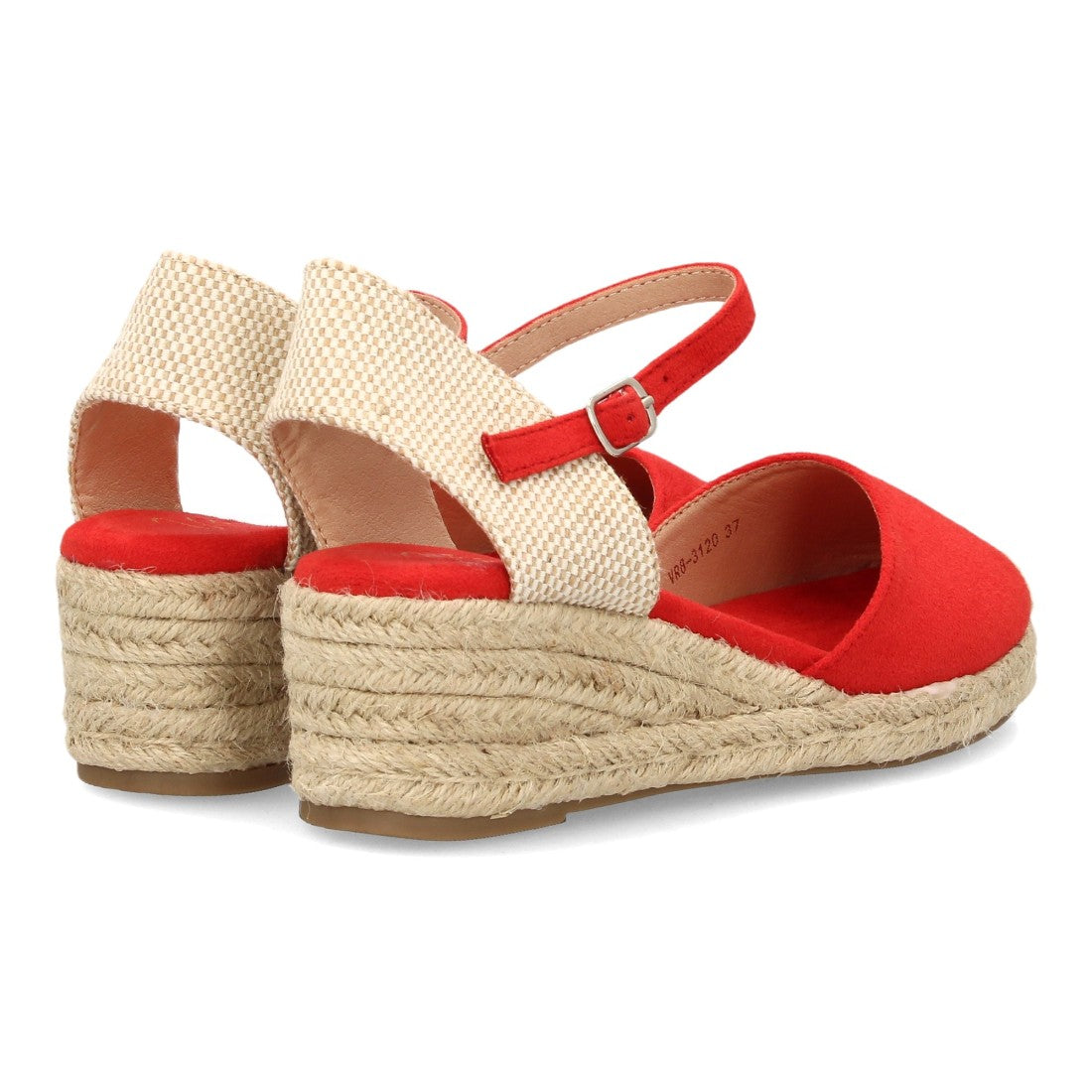 Alpargatas con cuña para mujer VR6-3120-Rojo