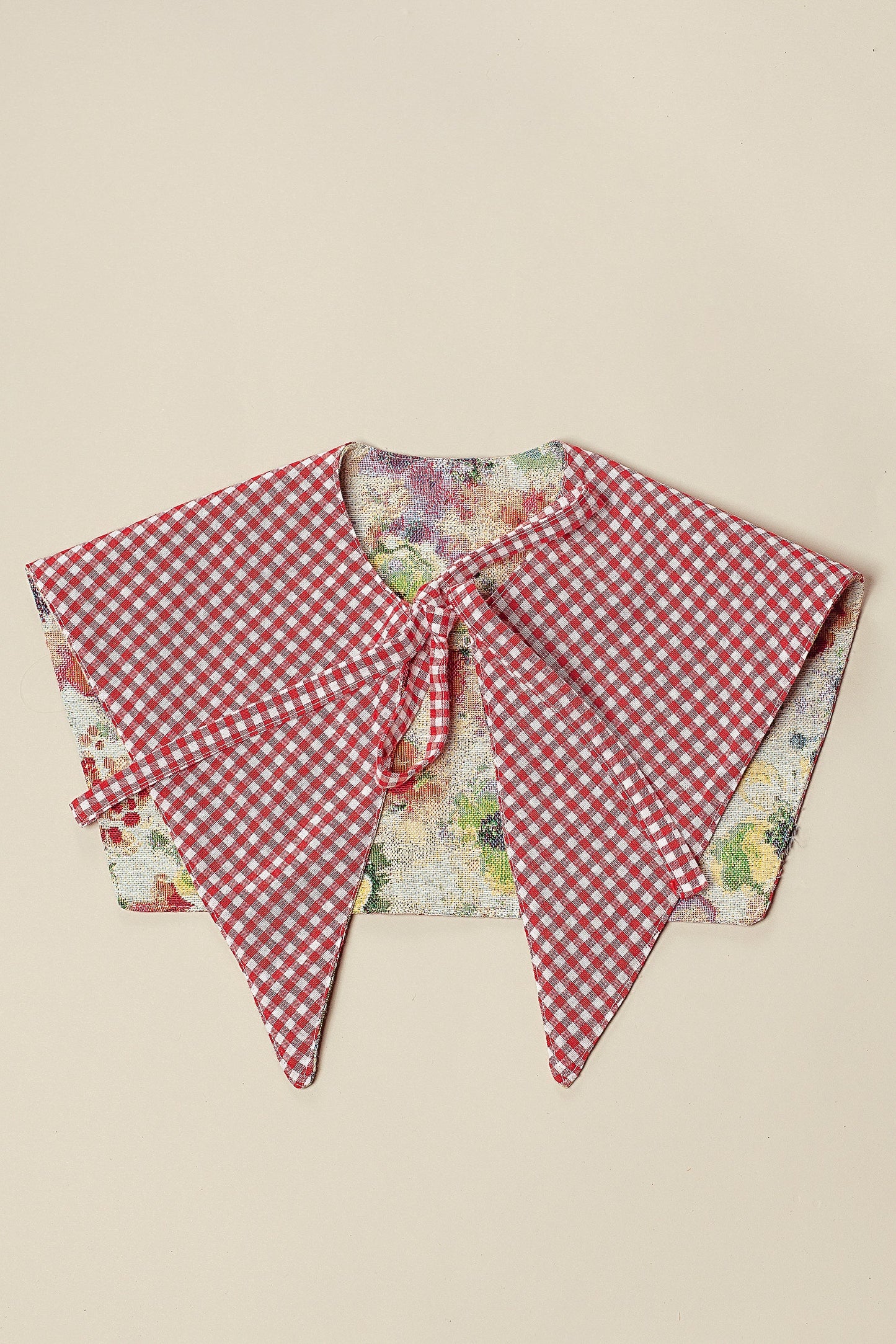 Cuello tejido jacquard flores amapolas