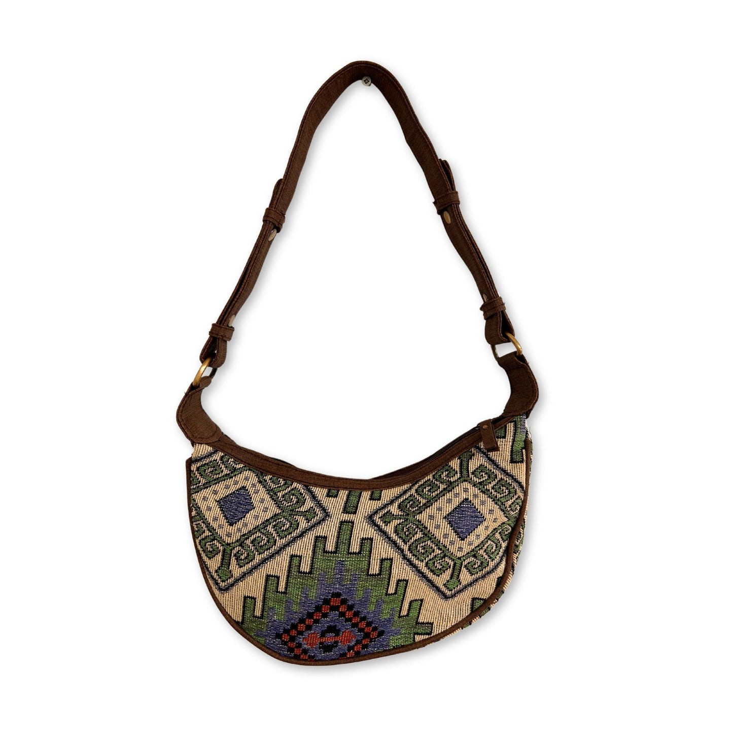Bossa Hobo de Jacquard - Geo-Verd (corretja marró)