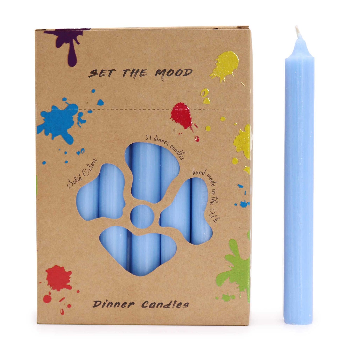 Joc d'Espelmes de Taula de Color Sòlid - Pack de 21 - Blau Cel