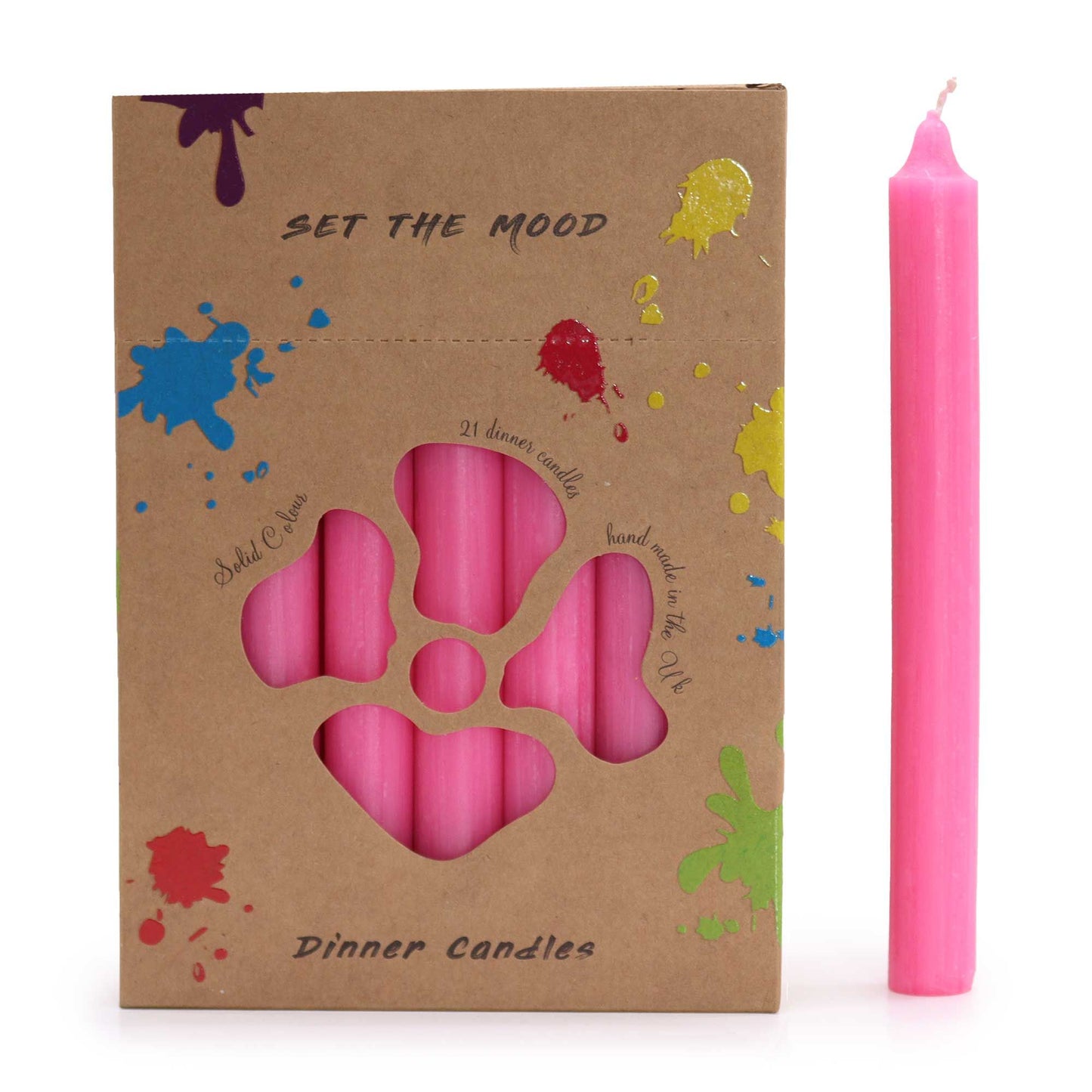 Joc d'Espelmes de Taula de Color Sòlid - Paquet de 21 - Rosa Fosc Rústic