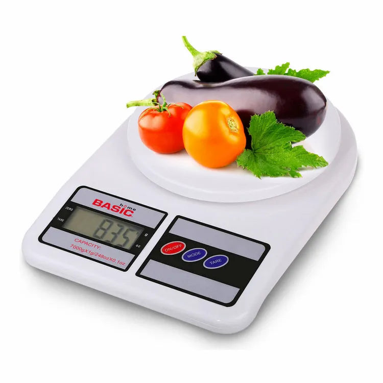 Bàscula de Cuina Digital LCD Basic Home - 7 kg, Color Blanc