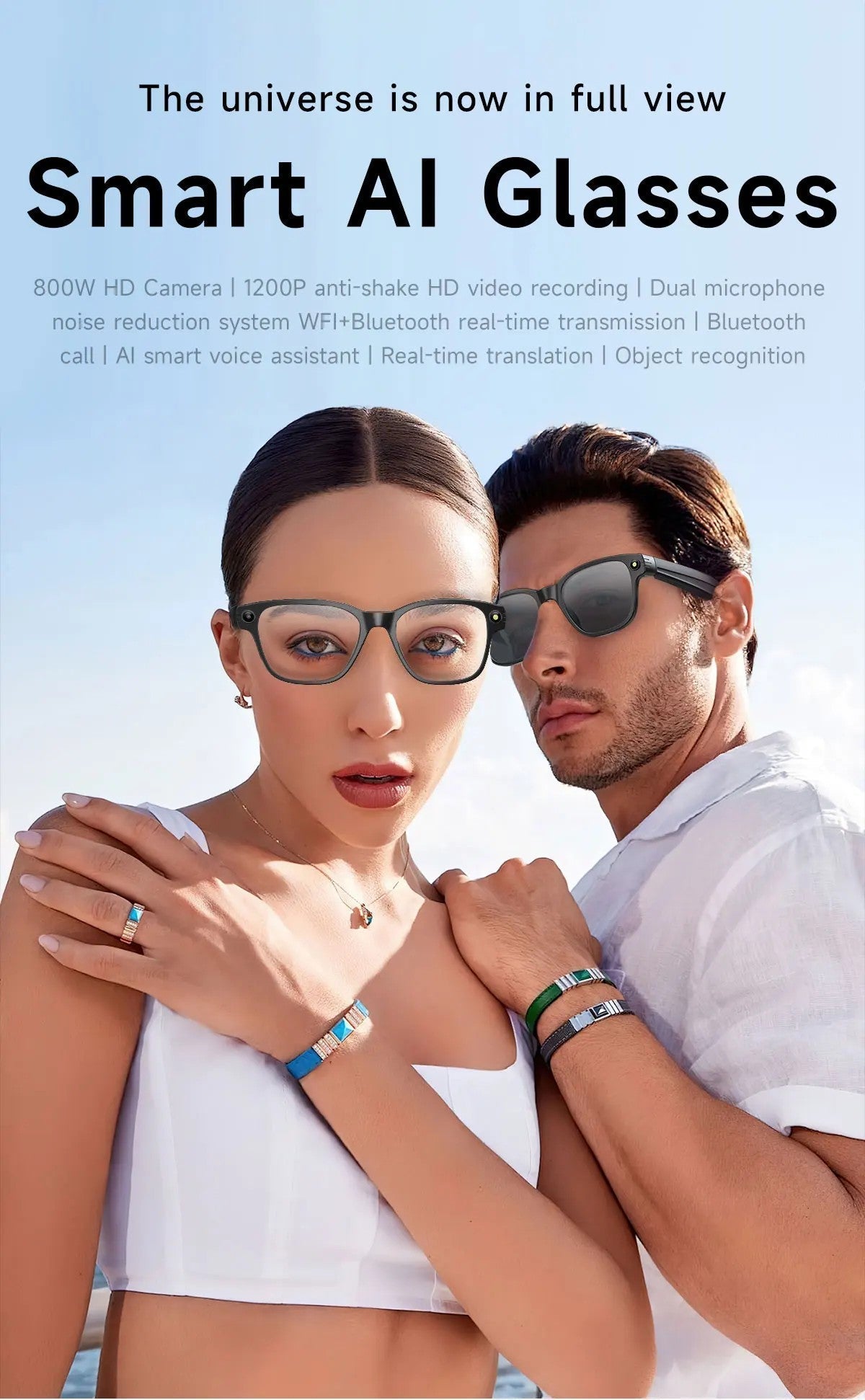 Gafas Inteligentes 4K Ultra HD EBOX – Cámara 8MP, Traducción IA y Música Bluetooth