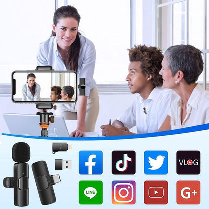 Micròfon Inalàmbric K9 per a Mòbils - Compatible amb iPhone i Android - Qualitat Professional per a Vídeos, Pòdcasts i Més