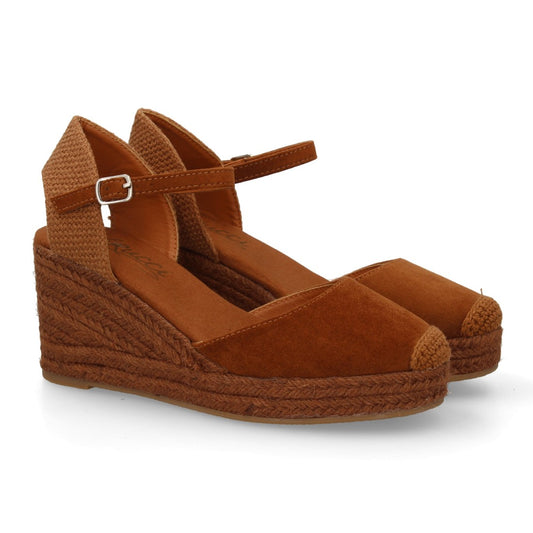Sandalia de cuña para mujer CF-3036-Camel