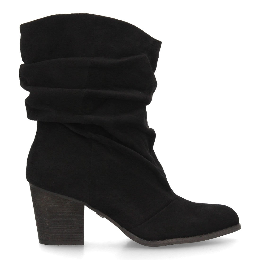 Botas de caña arrugada con tacón A-6026-Negro