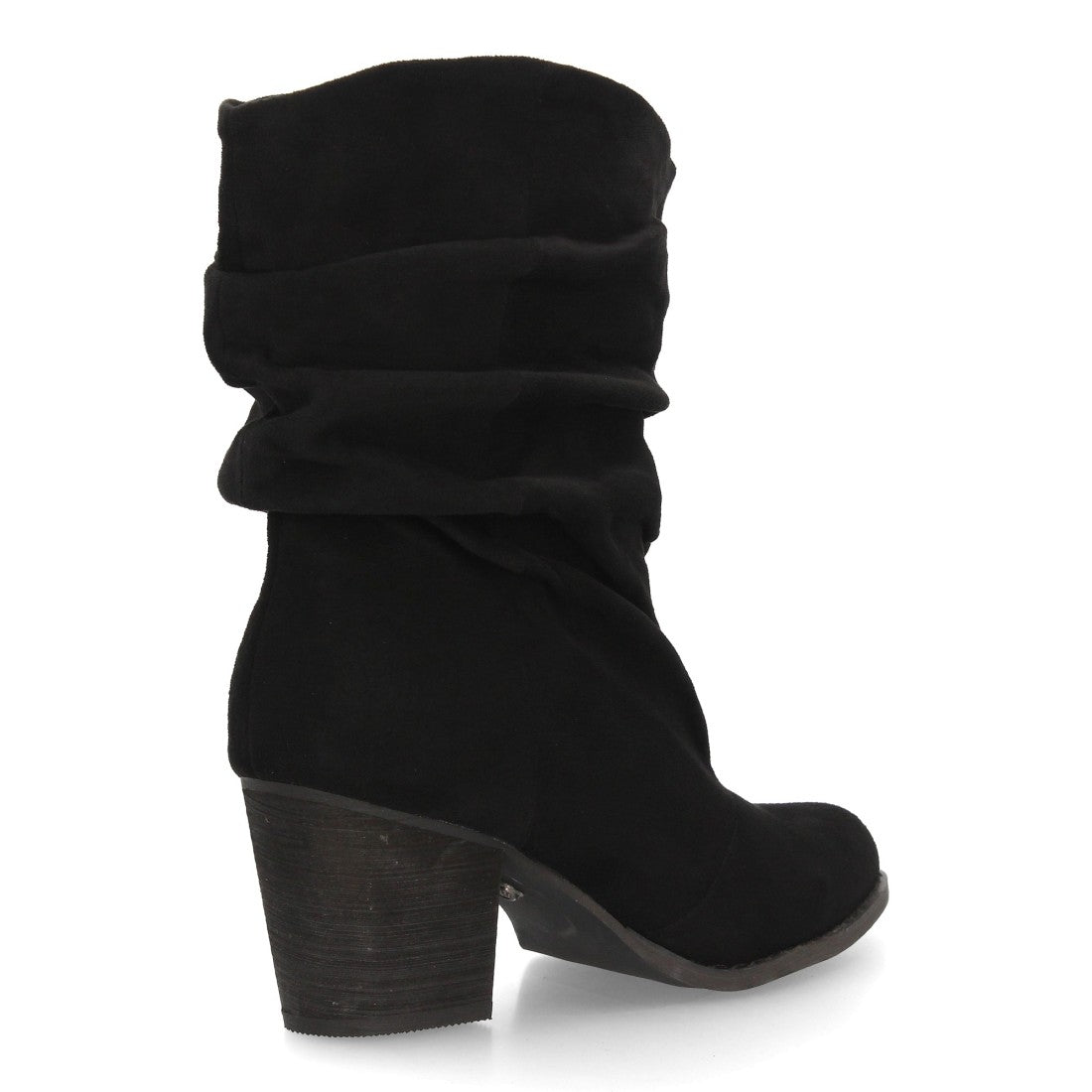 Botas de caña arrugada con tacón A-6026-Negro