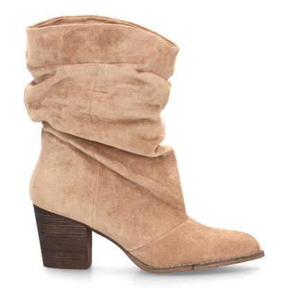 Botas de caña arrugada con tacón A-6026-Kaki