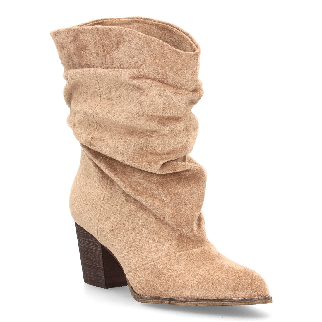 Botas de caña arrugada con tacón A-6026-Kaki
