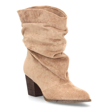 Botas de caña arrugada con tacón A-6026-Kaki