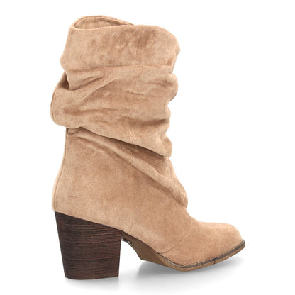 Botas de caña arrugada con tacón A-6026-Kaki
