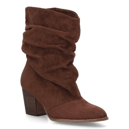 Botas de caña arrugada con tacón A-6026-Cafe