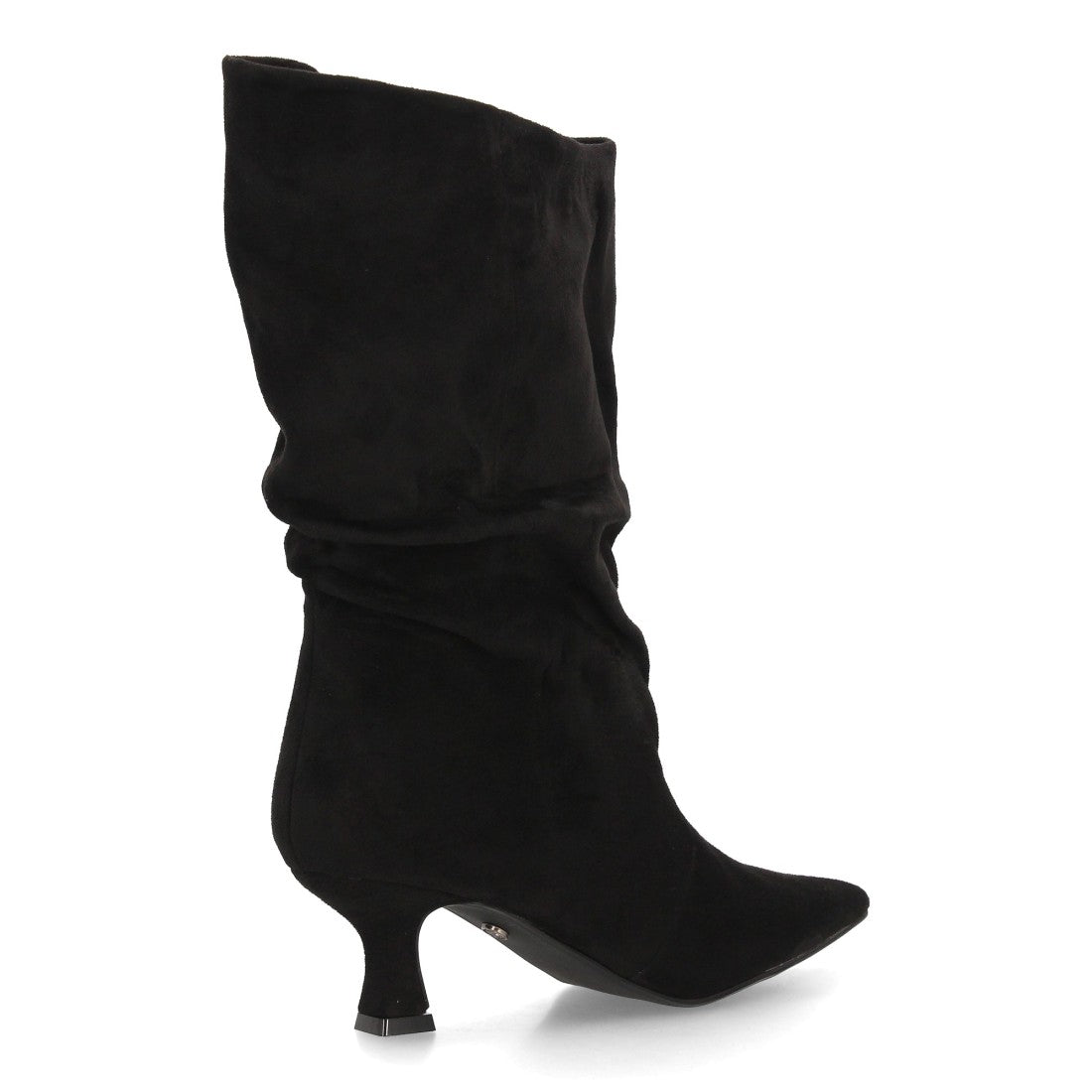 Botas de caña arrugada con tacón A-6027-Negro