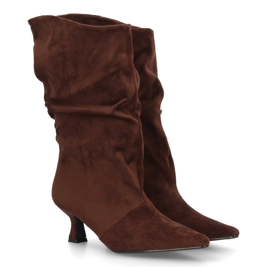 Botas de caña arrugada con tacón A-6027-Cafe