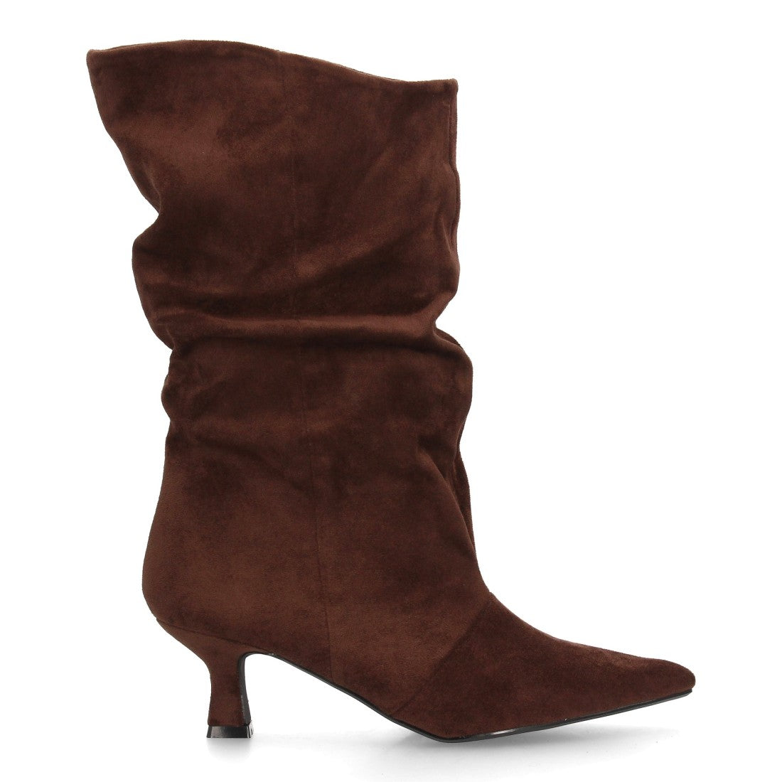 Botas de caña arrugada con tacón A-6027-Cafe
