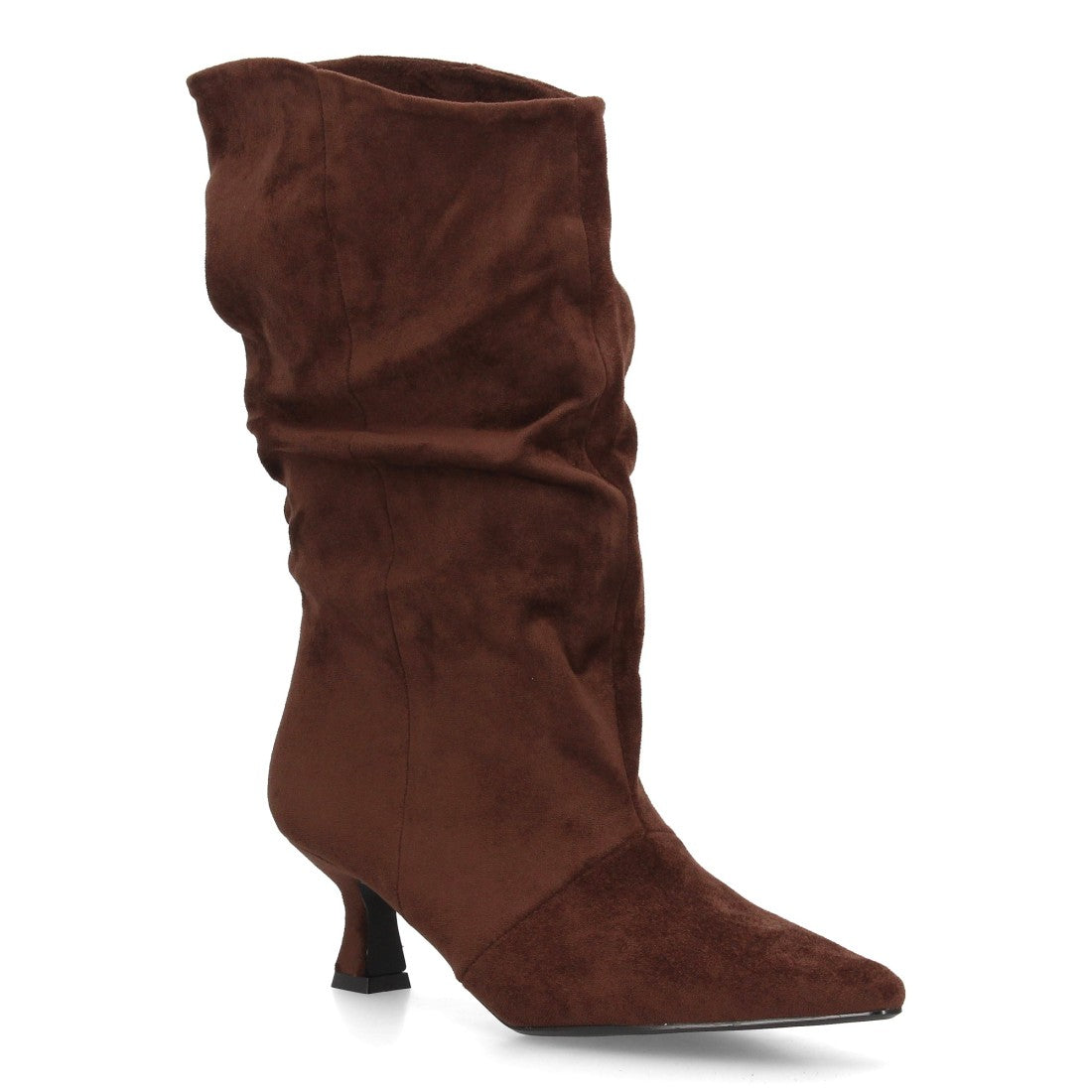 Botas de caña arrugada con tacón A-6027-Cafe