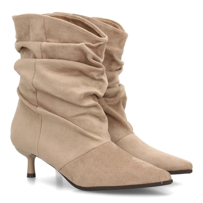 Botines de tacón fino para mujer A-6018-Beige