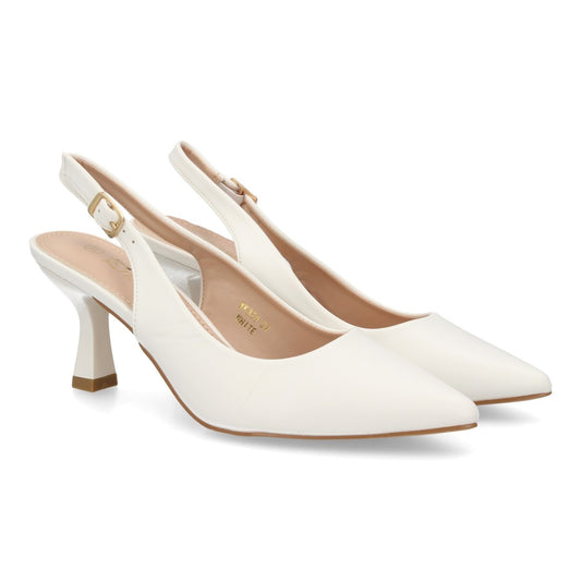 Zapatos salón destalonado para mujer YK329-Blanco
