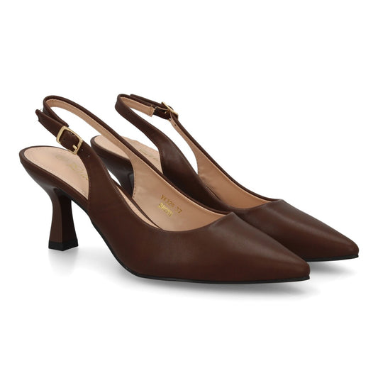 Zapatos salón destalonado para mujer YK329-Marron