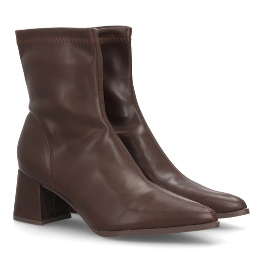 Botines con tacón ancho para mujer YG969-Marron
