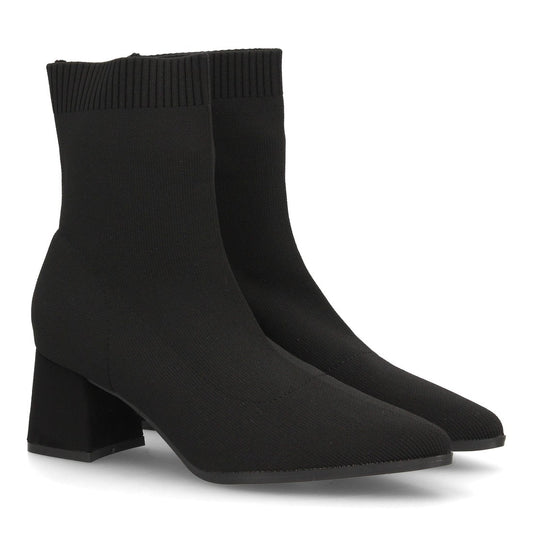 Botines con tacón ancho para mujer YG970-Negro