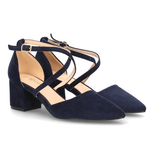 Zapatos de tacón medio para mujer YK531-Azul