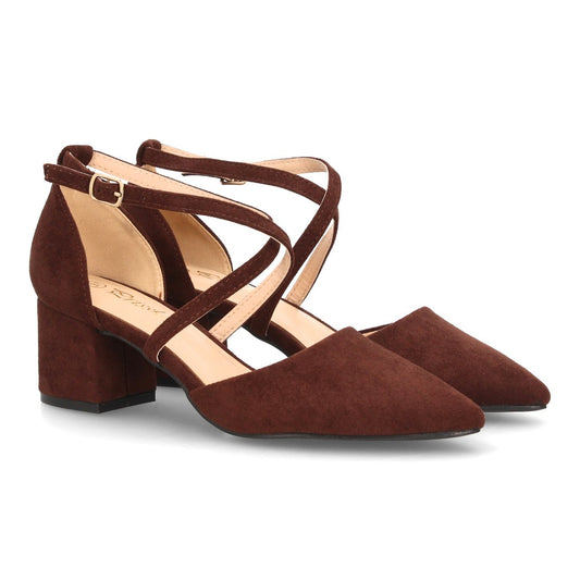 Zapatos de tacón medio para mujer YK531-Marron