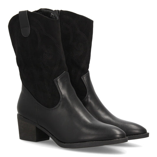 Botas cowboy media caña para mujer YG878-Negro
