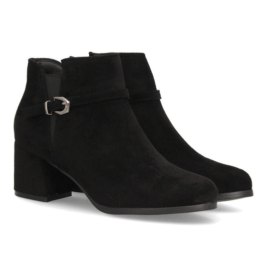 Botines tacón ancho para mujer YG982-Negro