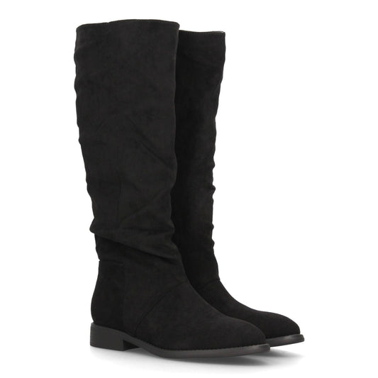 Botas altas para mujer caña arrugada AA-30-Negro