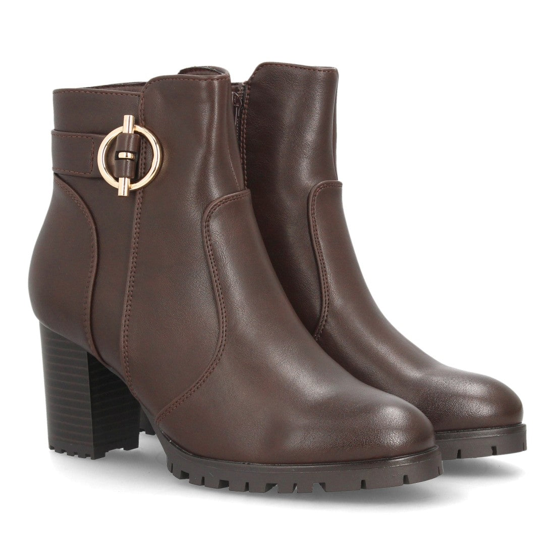 Botines para mujer con tacón ancho AA26-3-Marron