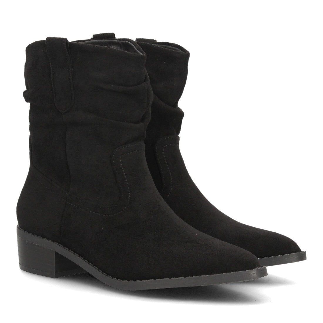 Botines con tacón ancho para mujer S-6206-Negro