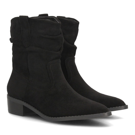 Botines con tacón ancho para mujer S-6206-Negro