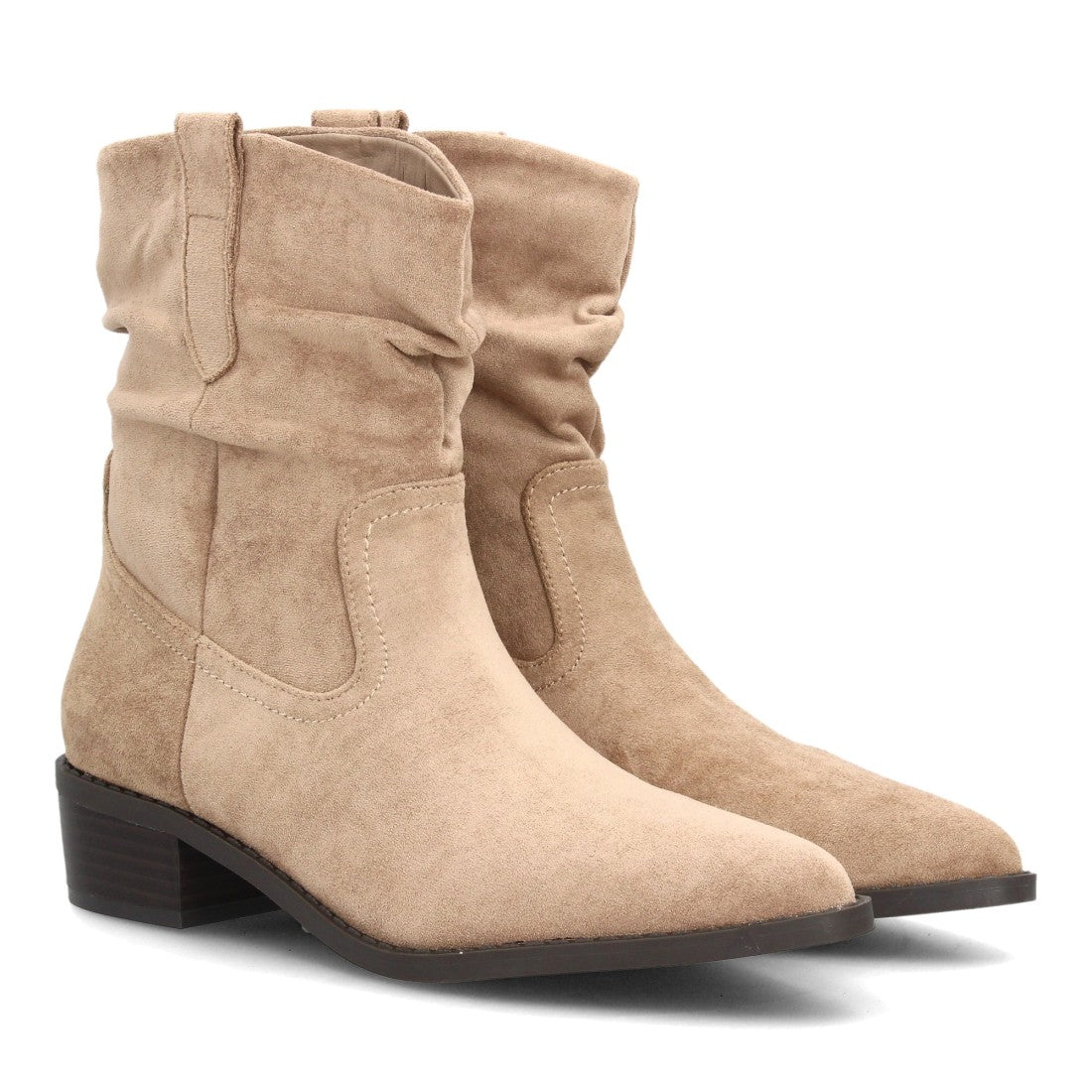 Botines con tacón ancho para mujer S-6206-Beige