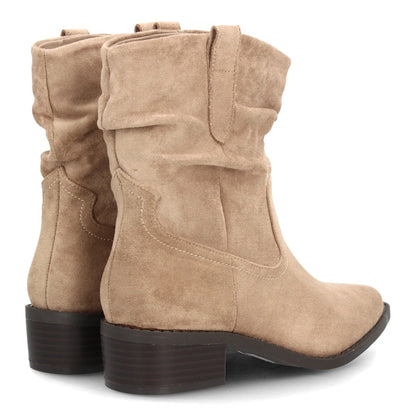 Botines con tacón ancho para mujer S-6206-Beige