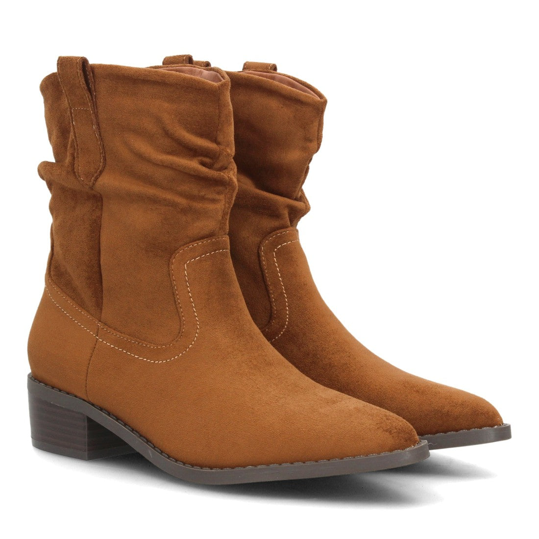 Botines con tacón ancho para mujer S-6206-Camel