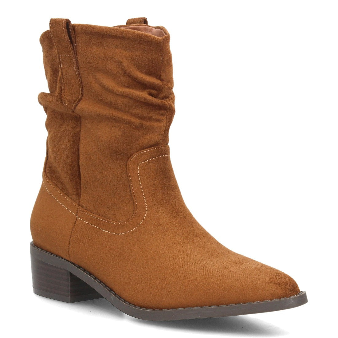 Botines con tacón ancho para mujer S-6206-Camel