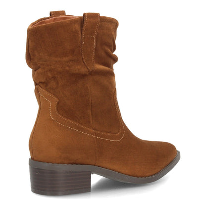 Botines con tacón ancho para mujer S-6206-Camel