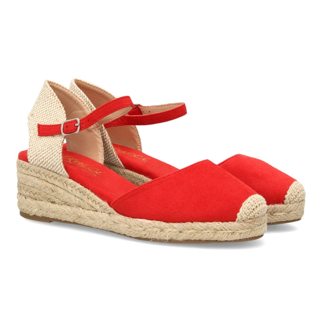 Alpargatas con cuña para mujer VR6-3120-Rojo