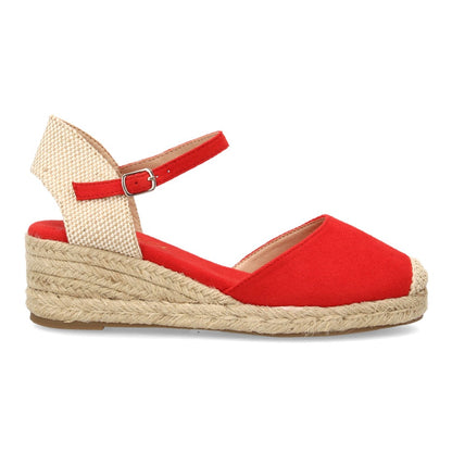 Alpargatas con cuña para mujer VR6-3120-Rojo