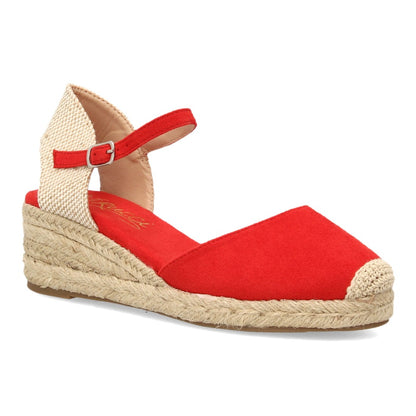 Alpargatas con cuña para mujer VR6-3120-Rojo