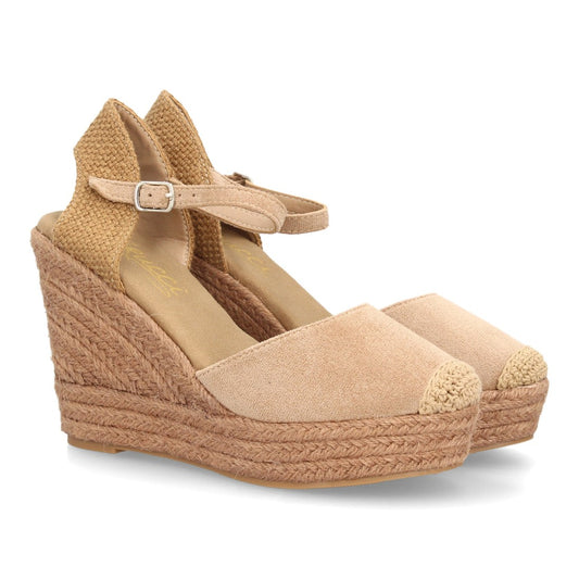 Sandalias con cuña de yute para mujer VR5-1527-Kaki