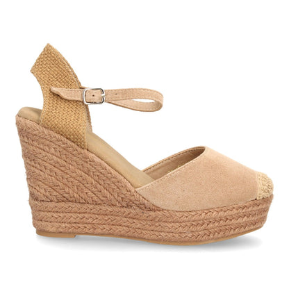 Sandalias con cuña de yute para mujer VR5-1527-Kaki
