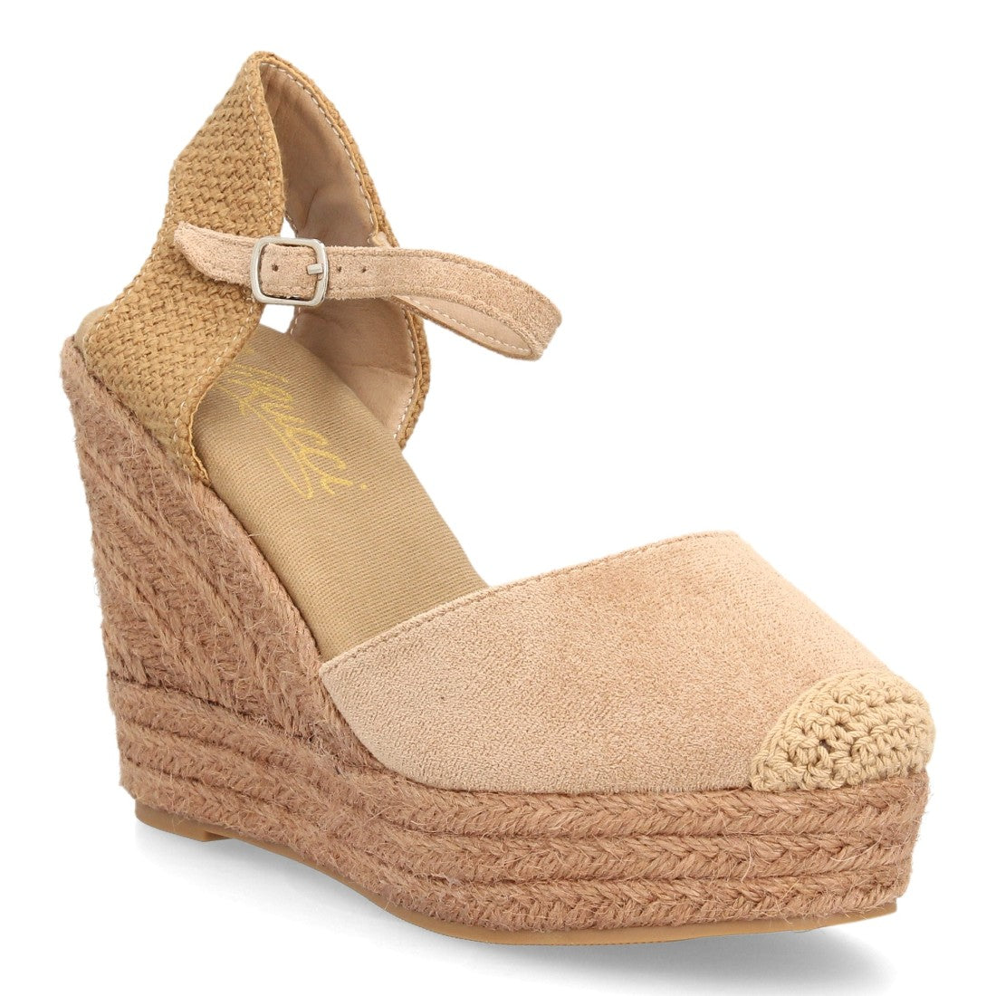 Sandalias con cuña de yute para mujer VR5-1527-Kaki