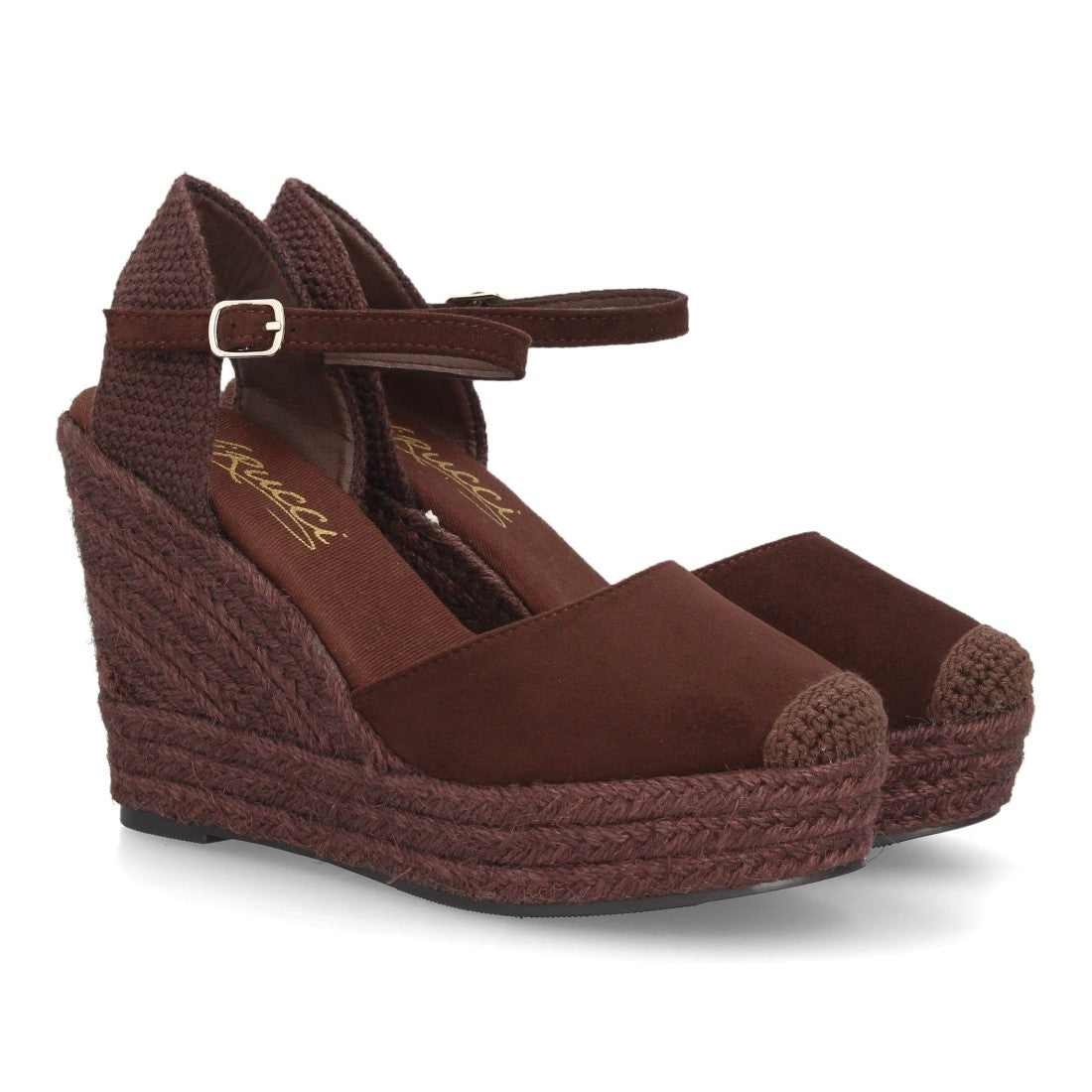 Sandalias con cuña de yute para mujer VR5-1527-Marron