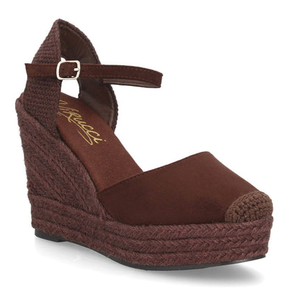 Sandalias con cuña de yute para mujer VR5-1527-Marron