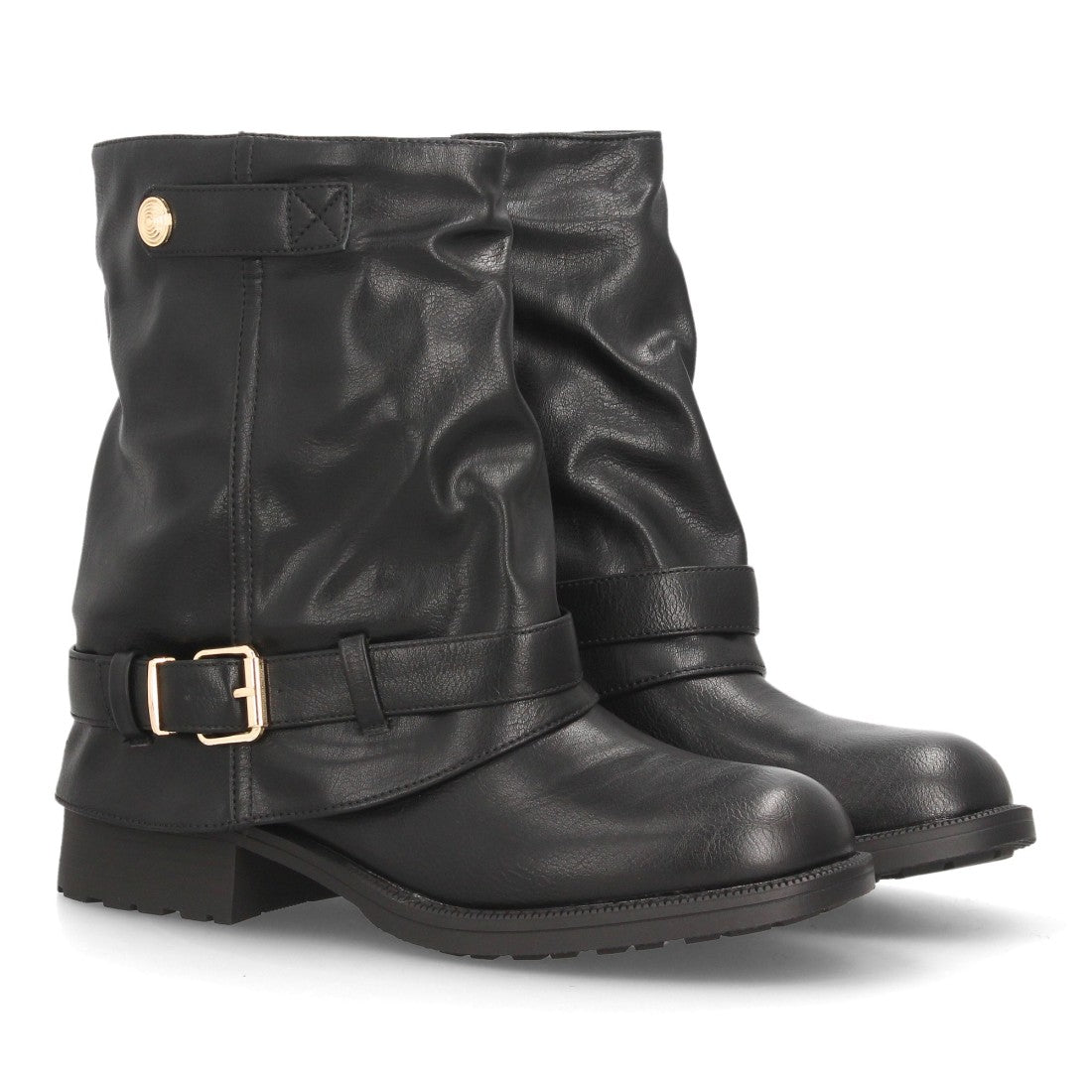 Botines para mujer de estilo motero AA26-7-Negro
